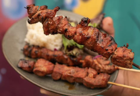 Reffen signature dishes Filipino BBQ Skewers (Thrilla in Manila)West African Peanut Stew (Baobab)Masala Dosa (Dosa Corner)Crispy Pork Sandwich (Pops Messy)